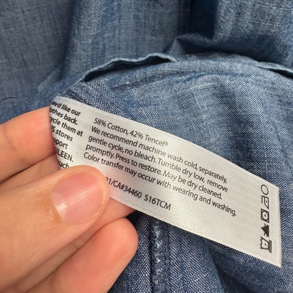 Eileen Fisher Chambray Cotton/Tencel Blend Dress W/ Zipper Closure Size Small - Picture 3 of 4